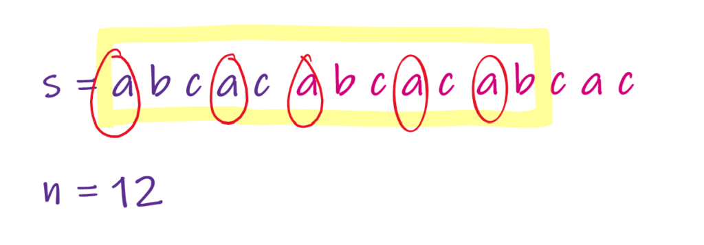 frequency of letter 'a' in repeated string